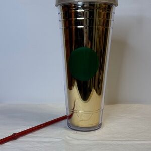 Starbucks Gold Tumbler with Green Logo